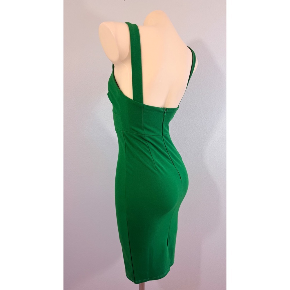 Here Comes The Sun Kelly Green Bodycon Cocktail Midi Dress Small - Picture 7 of 9